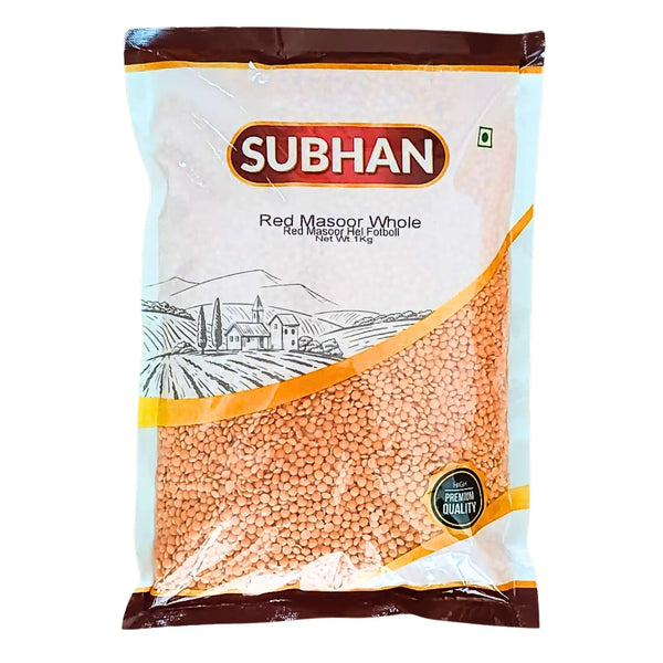 Subhan Masoor Fotboll 1kg - Hela Röda Linser 1kg (Utgånget datum nyligen med garanti)